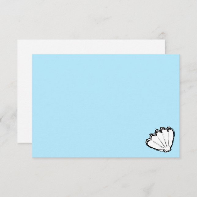 Tarjeta Pequeña Seashell Sketch White And Blue (Anverso / Reverso)