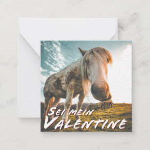 Tarjeta Pequeña Sei mein Valentin mit schauenden Pferd