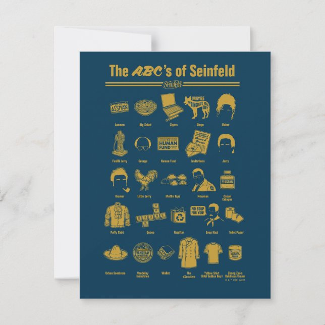 Tarjeta Pequeña Seinfeld | La ABC de Seinfeld Infographic (Anverso)