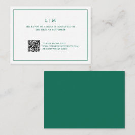 Tarjeta Pequeña Sencilla boda elegante verde esmeralda Mini RSVP