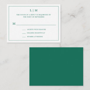 Tarjeta Pequeña Sencilla boda elegante verde esmeralda Mini RSVP
