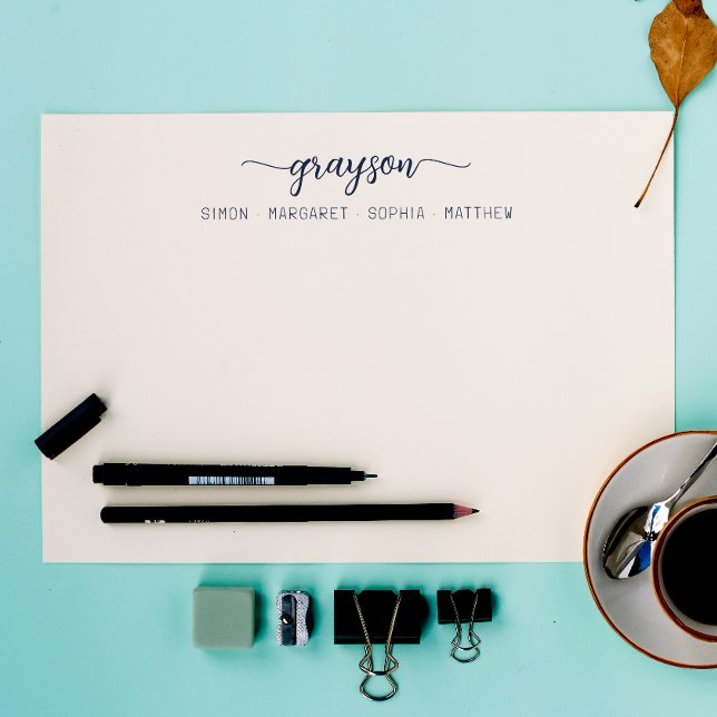 Tarjeta Pequeña Sencilla elegancia Navy Blue Script Family Station (Subido por el creador)