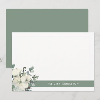 Tarjeta Pequeña Sencilla Elegante Floral Verdor