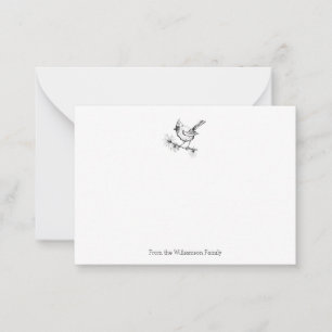 Tarjeta Pequeña Sencilla familia de pájaros cardenales de invierno