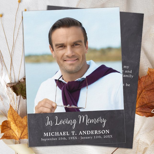 Tarjeta Pequeña Sencilla Foto Rustica Memorial Funeral Gracias (Subido por el creador)