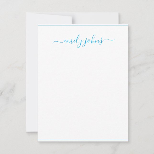 Tarjeta Pequeña Sencilla Navy Blue Script Profesional (Anverso)