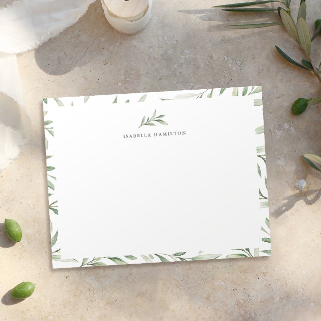 Tarjeta Pequeña Sencilla vegetación rústica Stationery personaliza (Simple rustic greenery Personalized Stationery Note Card)