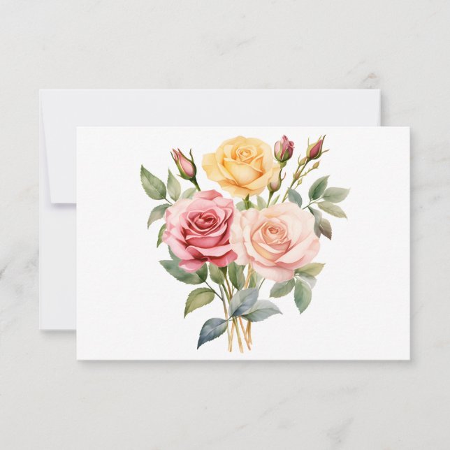 Tarjeta Pequeña Sencilla y elegante acuarela floral (Anverso)
