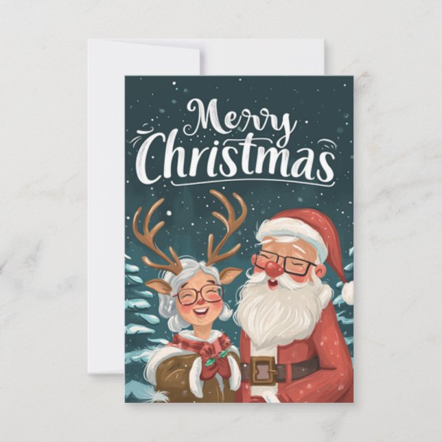 Tarjeta Pequeña Sencilla y elegante Santa Clause Gracias (Anverso)