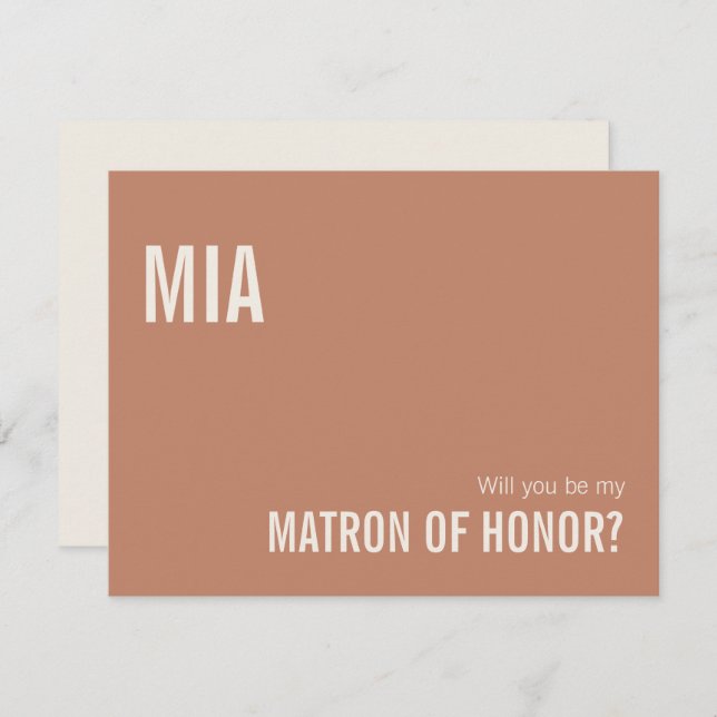 Tarjeta Pequeña Sencilla y turbia Terracota Matrón de Honor Propue (Anverso / Reverso)