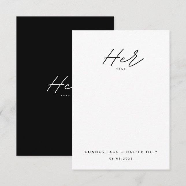 Tarjeta Pequeña Sencillamente Elegante, sus votos de Boda novia pr (Anverso / Reverso)