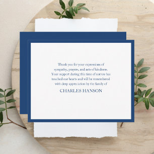Tarjeta Pequeña Sencillo Clásico Elegante Azul Memorial Duelo