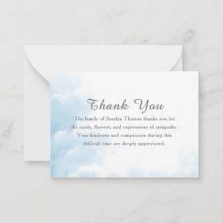 Tarjeta Pequeña Sencillo Elegante Memorial Duelo Nube Celestial