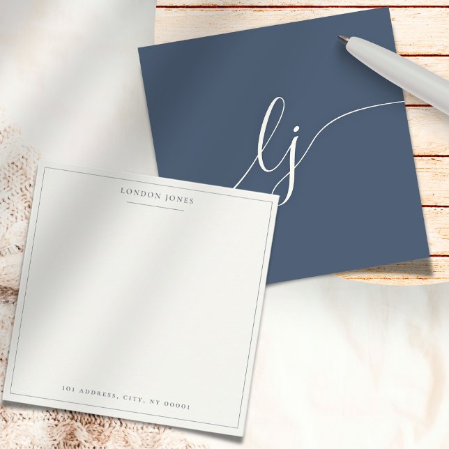 Tarjeta Pequeña Sencillo guión personalizado Stationery Navy Ivory (Subido por el creador)