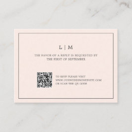 Tarjeta Pequeña Sencillo Rubor Monograma Rosa QR Boda de código RS