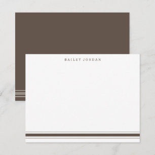 Tarjeta Pequeña Sencillo Stationery de tres rayas marrones hombres