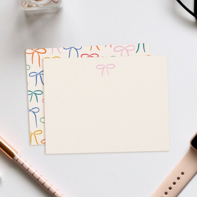 Tarjeta Pequeña Sencillo y colorido Bow Stationery personal (Subido por el creador)