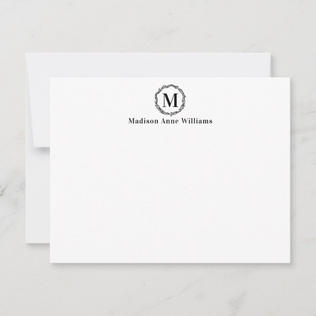 Tarjeta Pequeña Sencillo y elegante estilo Rústico Wreath Monogram (Anverso)