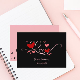 Tarjeta Pequeña Sencillos San Valentín Minimalista rojo y rosa del
