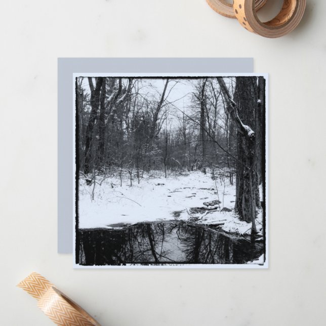 Tarjeta Pequeña Sendero de excursión de foto de invierno con estil (Anverso/Reverso In Situ)