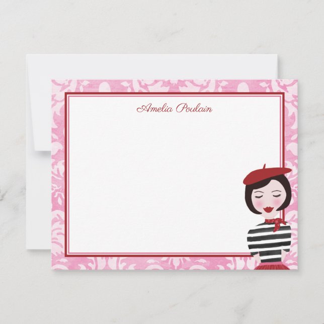 Tarjeta Pequeña Señora francesa adorable (Anverso)