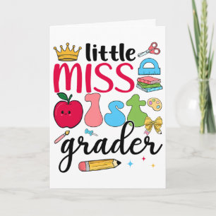 Tarjeta Pequeña Señorita de 1er Grado Primer Día de Escuel