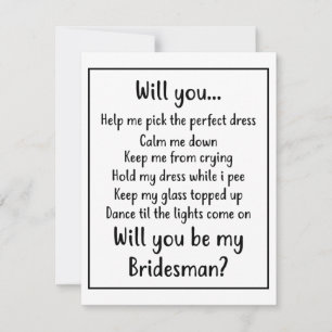 Tarjeta Pequeña ¿Serás mi Bridesman