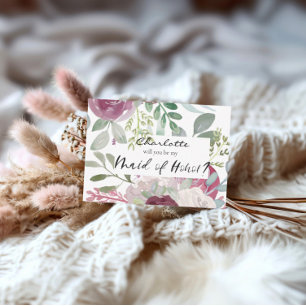 Tarjeta Pequeña ¿Serás mi empleada doméstica de honor floral rusti