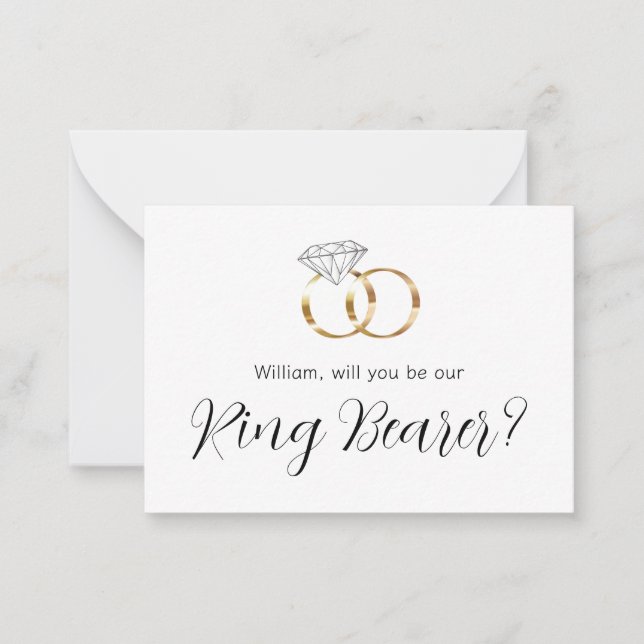 Tarjeta Pequeña ¿Serás Nuestro Anillo De Bodas De Diamantes De Ani (Anverso)