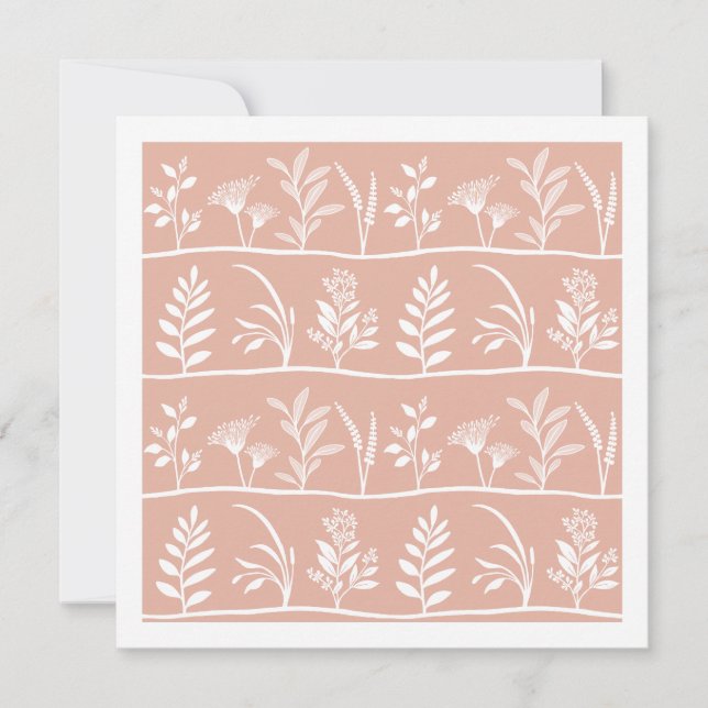 Tarjeta Pequeña Serenata Botánica Suave Melocotón Siluetas Minimal (Anverso)