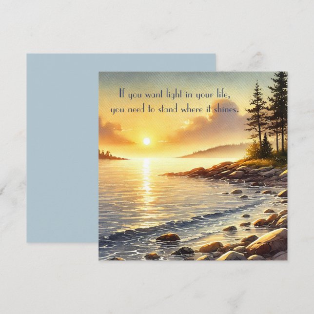 Tarjeta Pequeña Serene Lake & Quote (Anverso / Reverso)