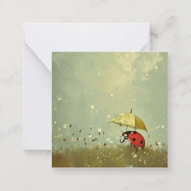Tarjeta Pequeña Sereno y Sofisticado: Ladybug Minimalista (Anverso)