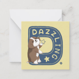 Tarjeta Pequeña Serie Alphabet: Ilustracion Beagle deslumbrante "D