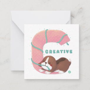 Tarjeta Pequeña Serie Alphabet: Ilustracion Creativo Beagle "C"