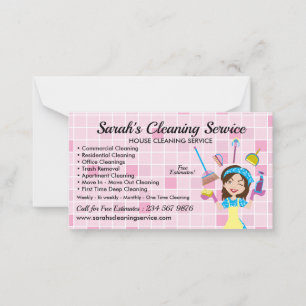 Tarjeta Pequeña Servicio de limpieza de la casa Lady de color del