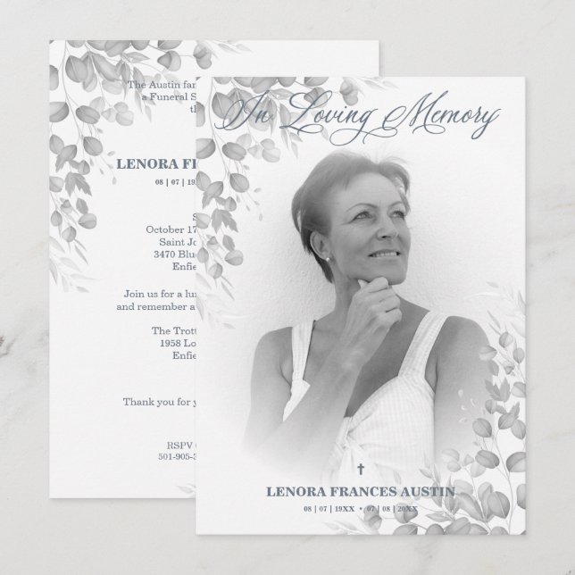 Tarjeta Pequeña Servicio de recuerdo de fotos: seres queridos en b (Anverso / Reverso)