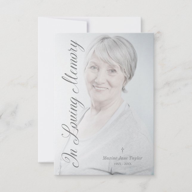Tarjeta Pequeña Servicio Funeral Clásico Estimados Personalizados  (Anverso)