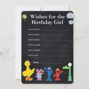 Tarjeta Pequeña Sesame Street Pals Chalkboard Chicas de cumpleaños