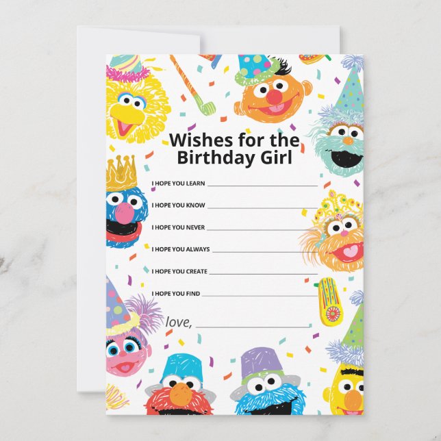 Tarjeta Pequeña Sesame Street Pals Confetti Birthday Chicas Wiers (Anverso)