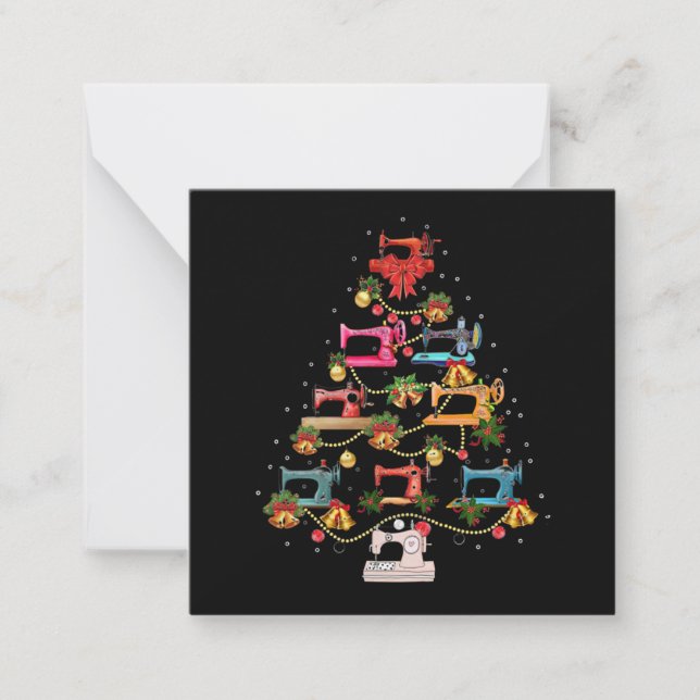Tarjeta Pequeña Sewing Machine Christmas Tree (Anverso)