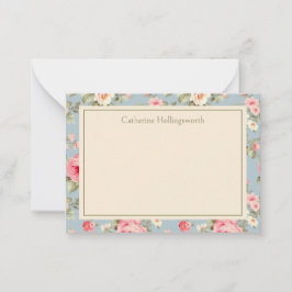 Tarjeta Pequeña Shabby Chic Pink Peony Floral Personalized