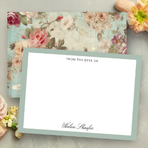 Tarjeta Pequeña Shabby Elegant Rustic Rosas