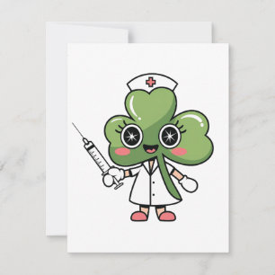 Tarjeta Pequeña Shamrock Lucky Charm Nurse Kawaii Lucky Charm