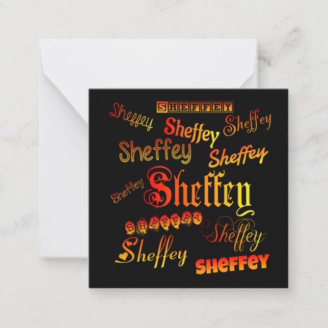 Tarjeta Pequeña Sheffey Fonts - Naranja, rojo y amarillo (Anverso)