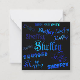 Tarjeta Pequeña Sheffey Fonts - Tonos de Azul sobre Negro