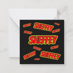 Tarjeta Pequeña Sheffey Red Comic Font