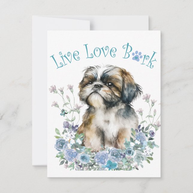 Tarjeta Pequeña Shih Tzu Dog Mom Floral (Anverso)