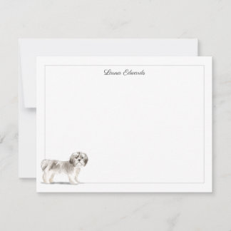 Tarjeta Pequeña Shih Tzu Gray Border Personalized