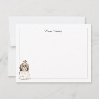 Tarjeta Pequeña Shih Tzu Long Hair Gray Border Personalized