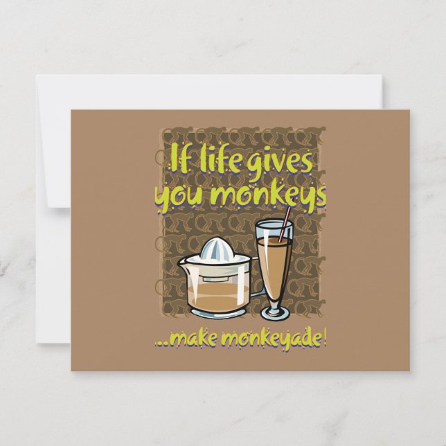 Tarjeta Pequeña Si la vida le da a los monos Brown BG (Anverso)